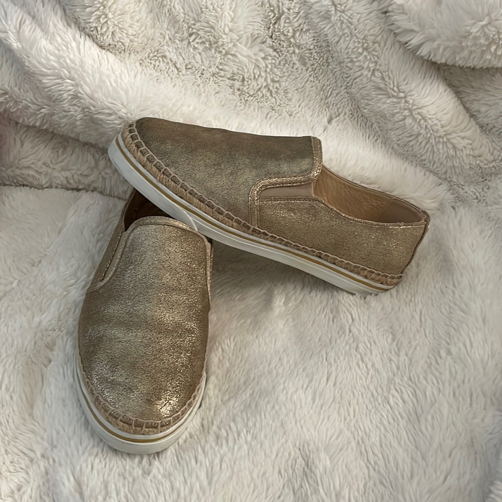 Jimmy Choo Dawn Suede Espadrille Sneaker slip on light gold EU size 40